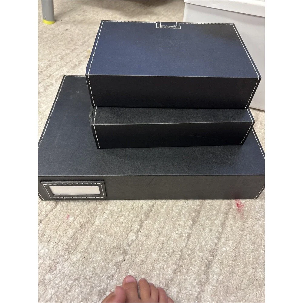 IKEA Set Of 3 Rissla Boxes JEWELRY TRAVEL STORAGE CASES TRINKET Black Magnet